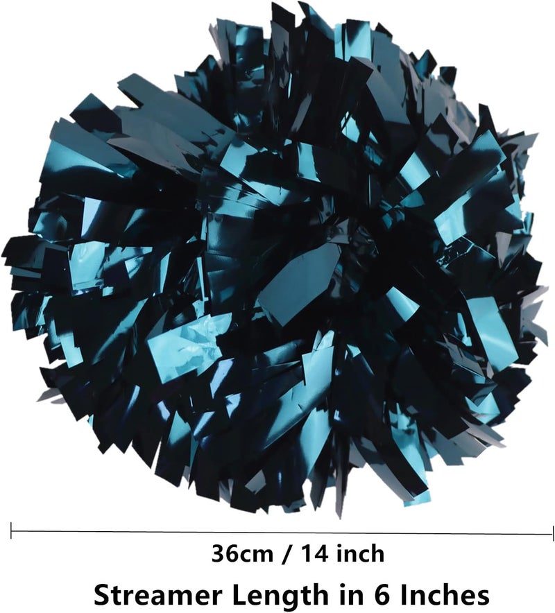 GUIFIER 2 Pack 6 Inches Metallic Cheerleading Pom Poms, Cheer Pom Pom with Baton Handle, Pompoms Cheerleader for Kids Girls Cheering Squad - Image 2